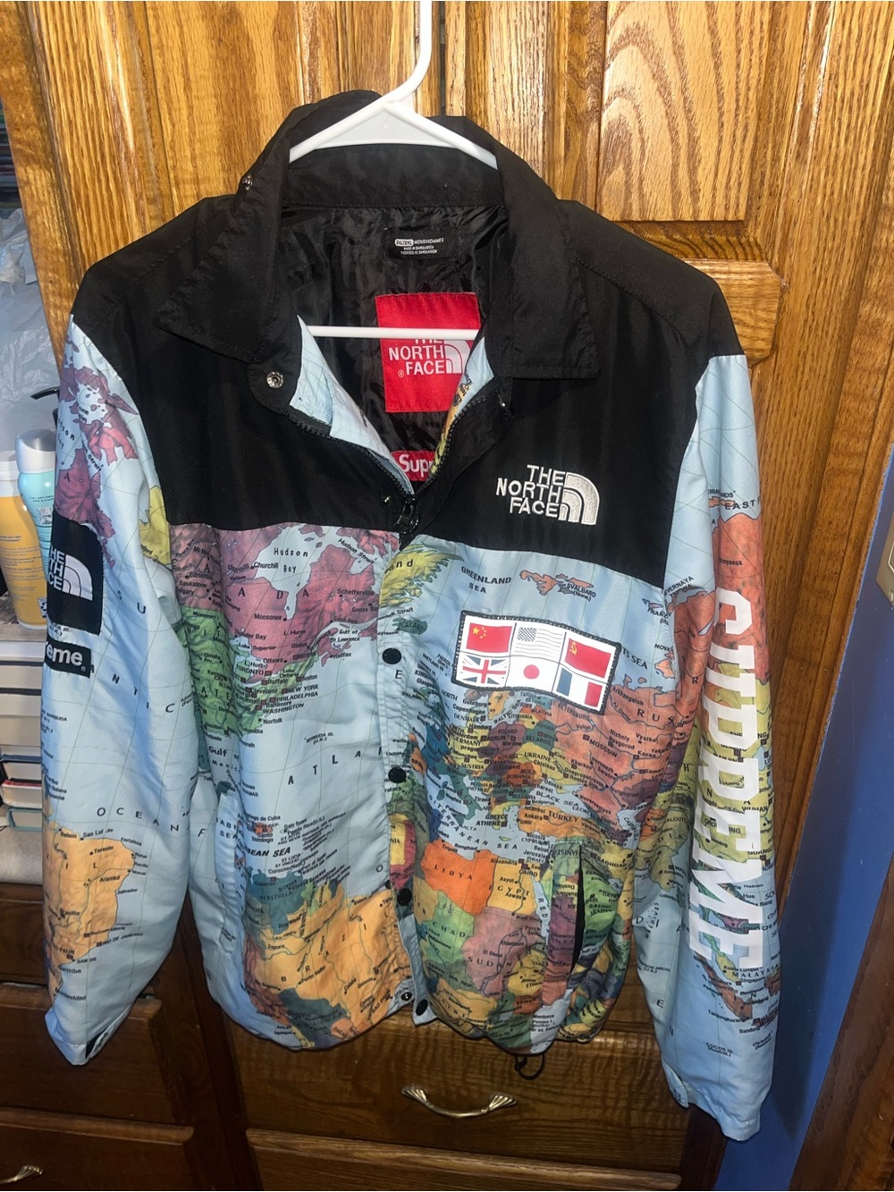 The North Face Multicolor World Map Coach Jacket with Black Yoke